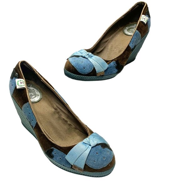 MISS L FIRE Blue Velvet‎ Embroidered Wedge - Picture 11 of 11